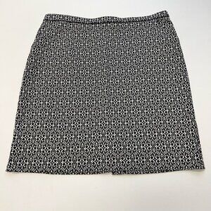Db Established Womens A Line Skirt Black White Knee Length Stretch Slit Plus 1X